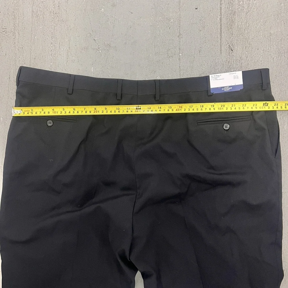 Hart Schaffner Marx Wool Pants Men 54 x 32  L Long Flat‎ Front Unhemmed Black